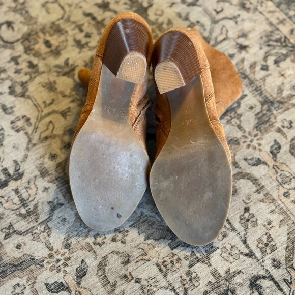 Joie Dalton Boot Women's Size 7 Cognac Brown Side Zipper Suede Ankle Bootie - Picture 3 of 9